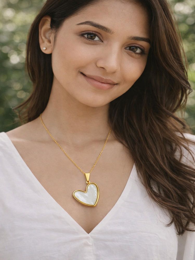 Jewelz Gold-Toned Stainless Steel Heart Necklace For Women-picture-18