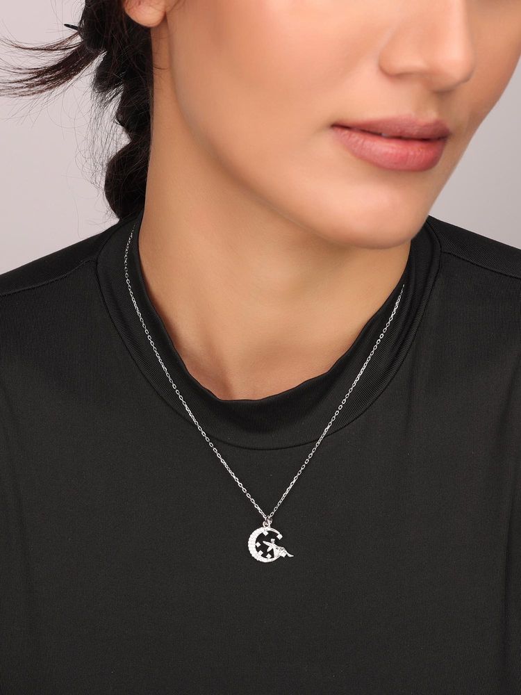 Nistra 925 Sterling Silver Starlit Love Token Necklace For Women-image-24