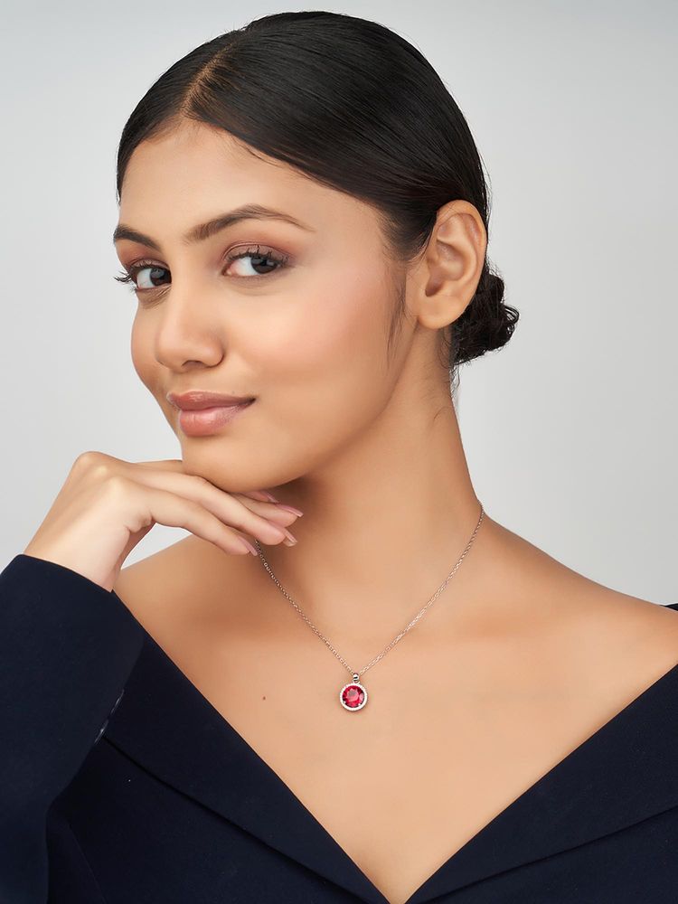Nistra 925 Sterling Silver Resolute Aura - August Birthstone Necklace For Women-image-46
