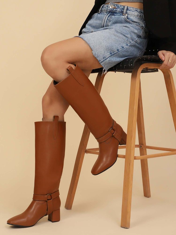 Yoho Women Brown Glitch Z Boots with Detachable Sleeves-picture-12