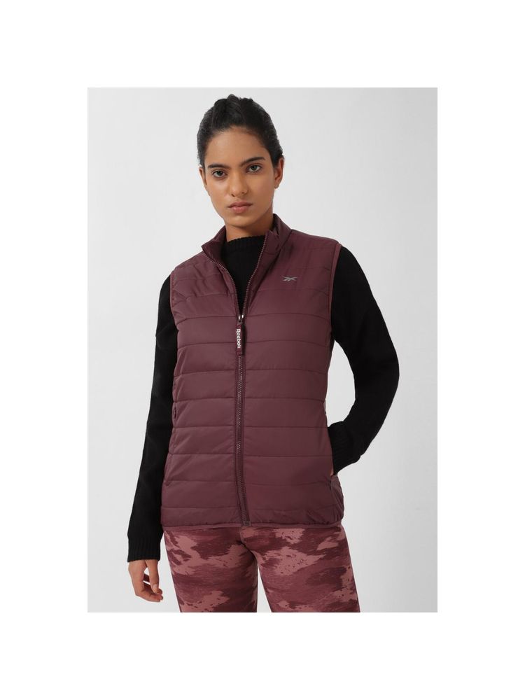 Reebok Women Solid Jackets - Maroon-image-12