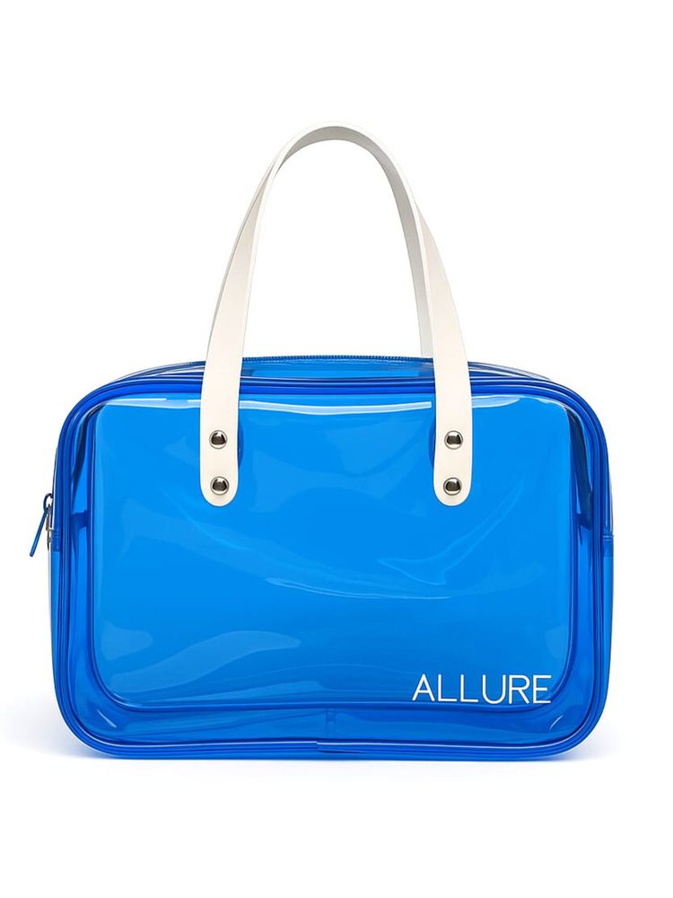 Allure Transparent Blue Travel Toiletry Bag With White Handles-picture-27
