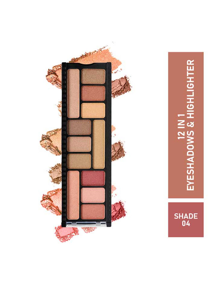 Half N Half 12 In 1 Eyeshadow & Highlighter Makeup Kit Multicolor Palette-picture-11