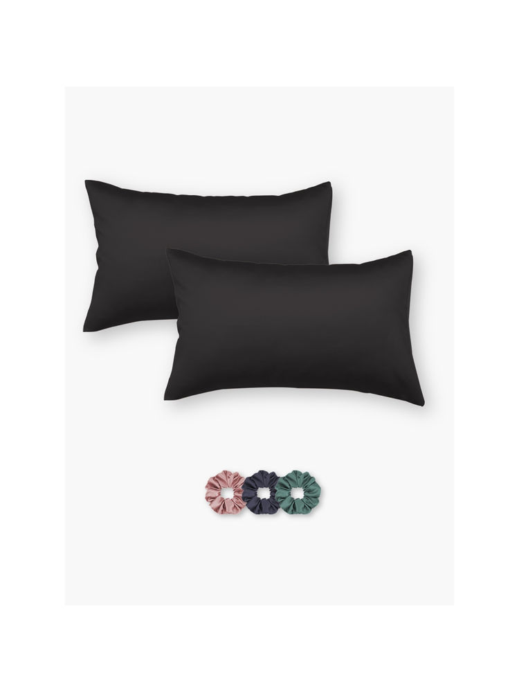 SEEVO Black Satin Pillow Covers - 17 x 27 Inches (Set of 2) (Free Size)-image-33