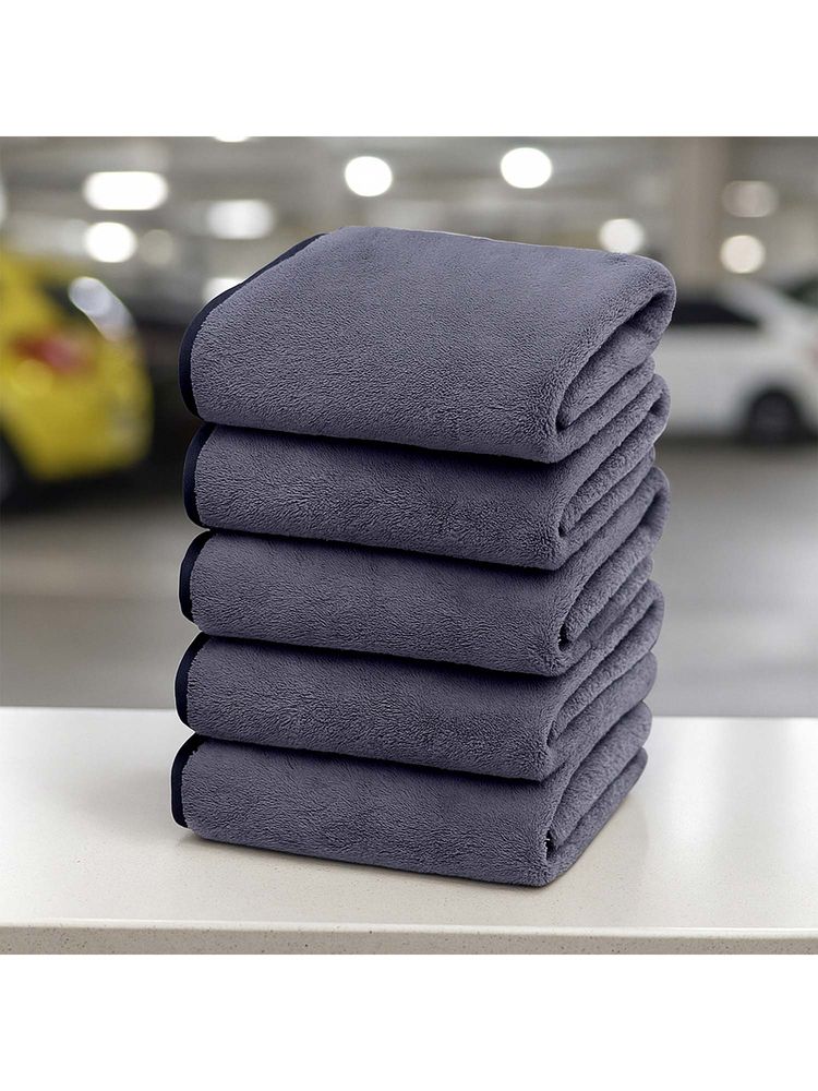 Story@Home 500 GSM Microfiber Face Towel Grey, Solid (Pack of 5)