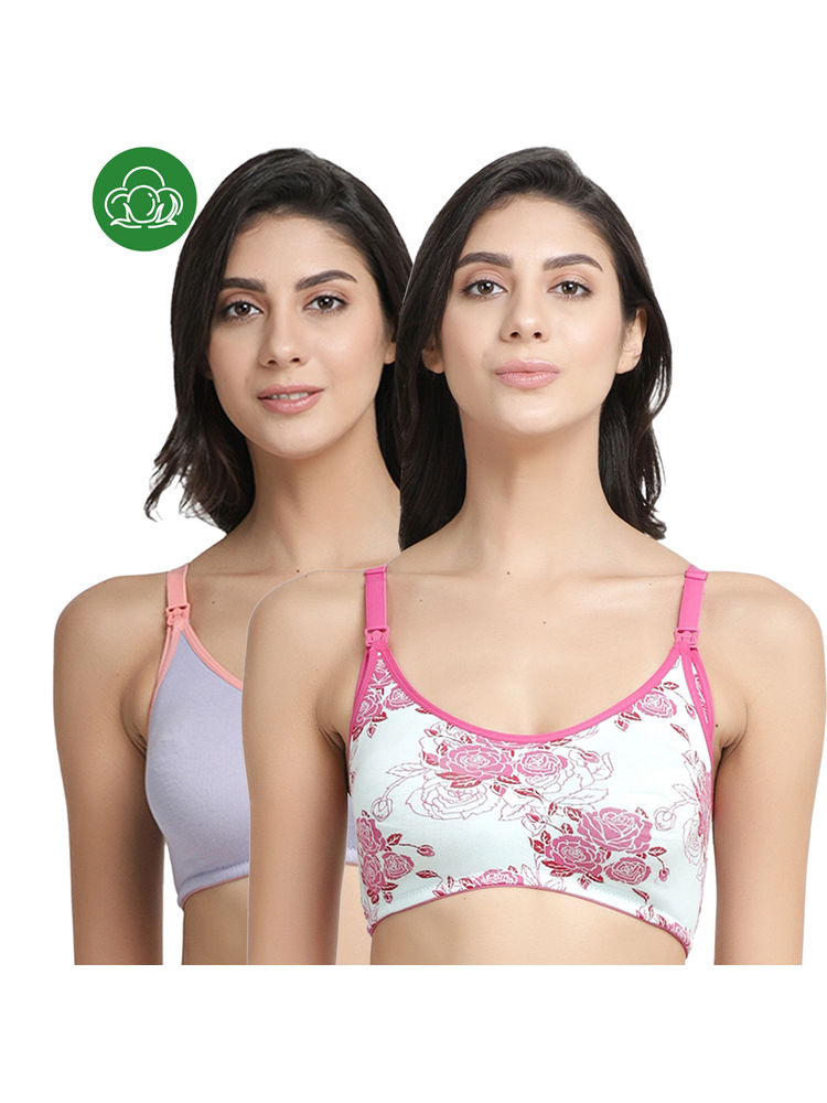 Inner Sense Organic Antimicrobial Soft Nursing Bra Combo of 2 - Multi-Color-picture-14