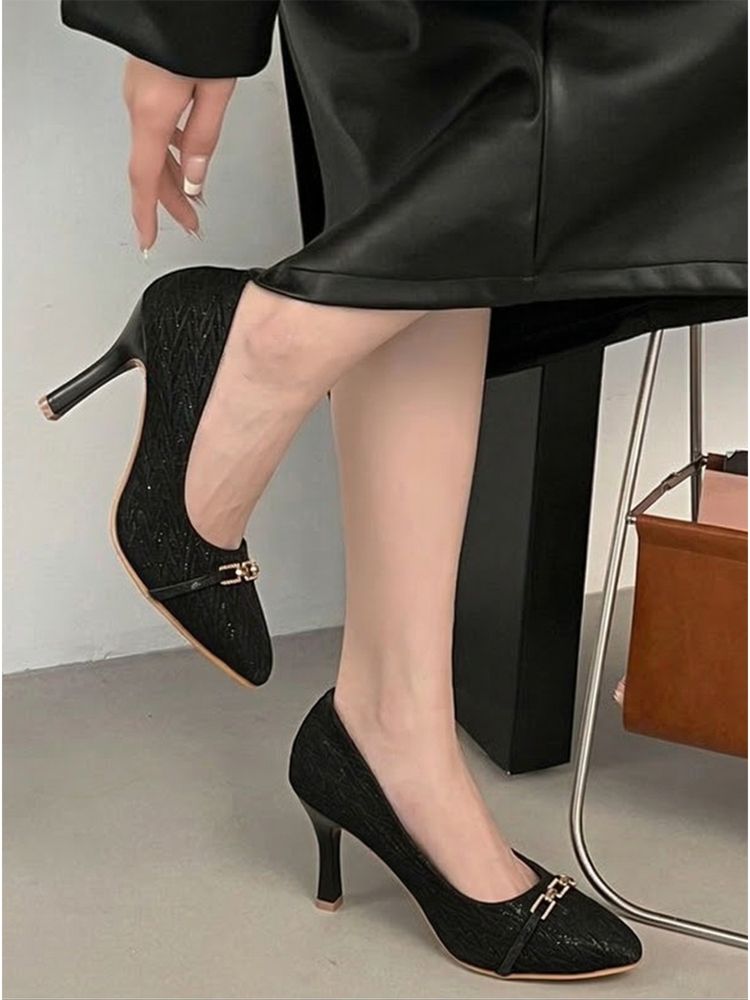 Alberto Torresi Premium Quilted Pattern Pump Heels for Women - Black-image-15