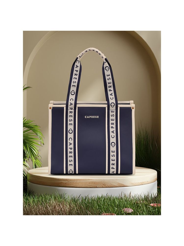 Caprese Womens Trinity Medium Navy Blue Solid Office Handbag-picture-12