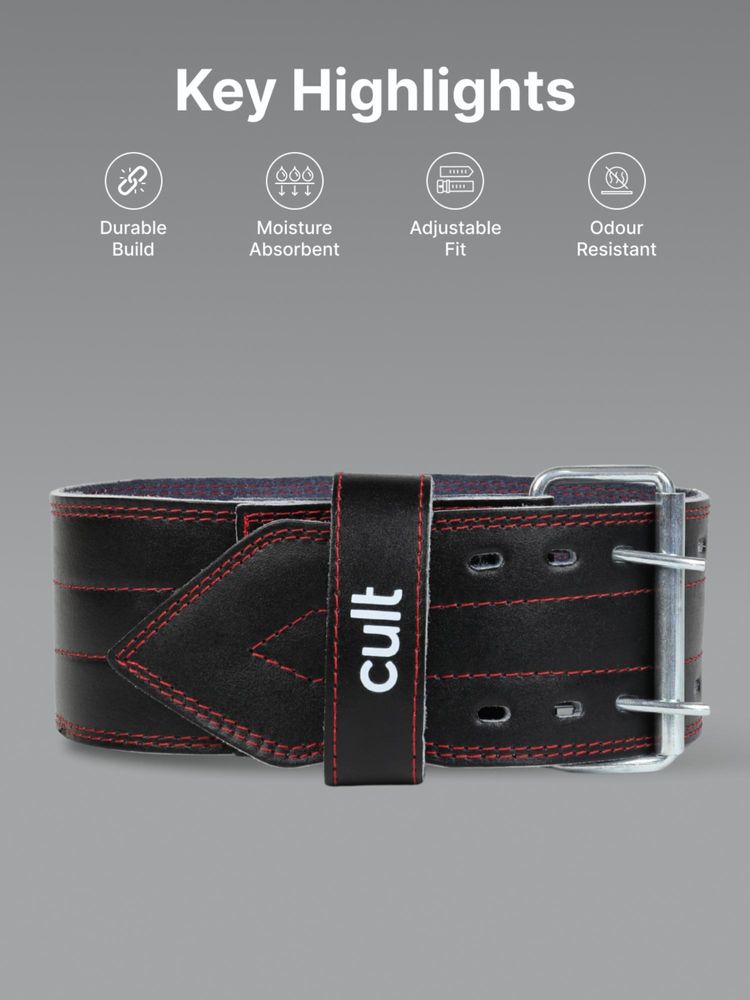 CULT Unisex Gym Belt Leather - Black-picture-14