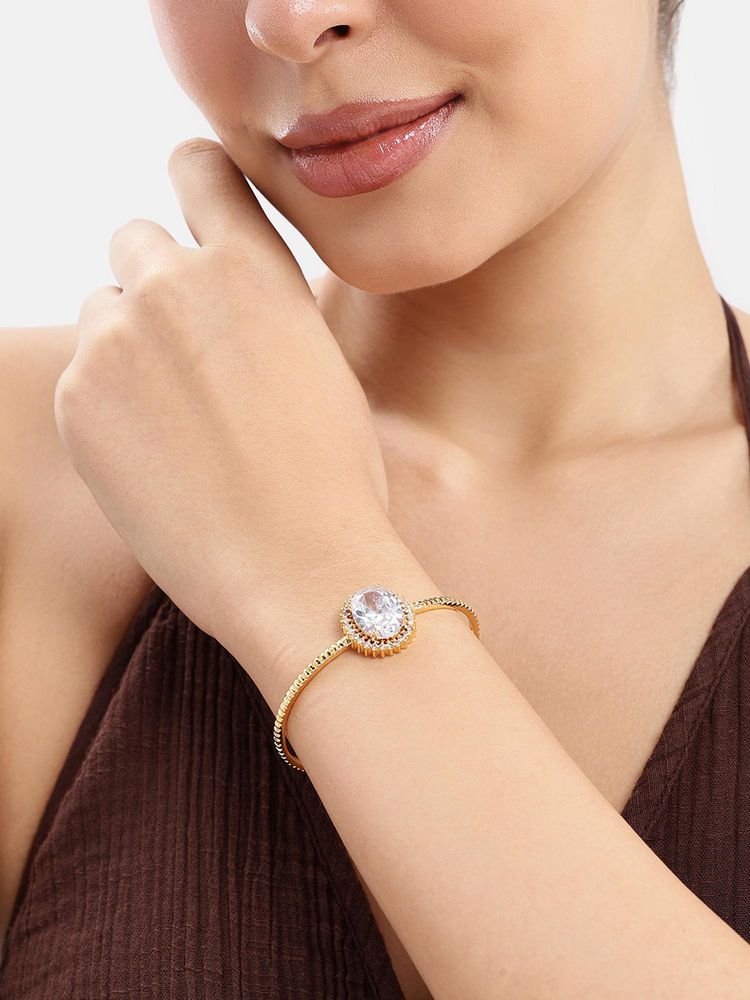 Estele Emerald White Oval AD Cuff Radiant Kada-image-36