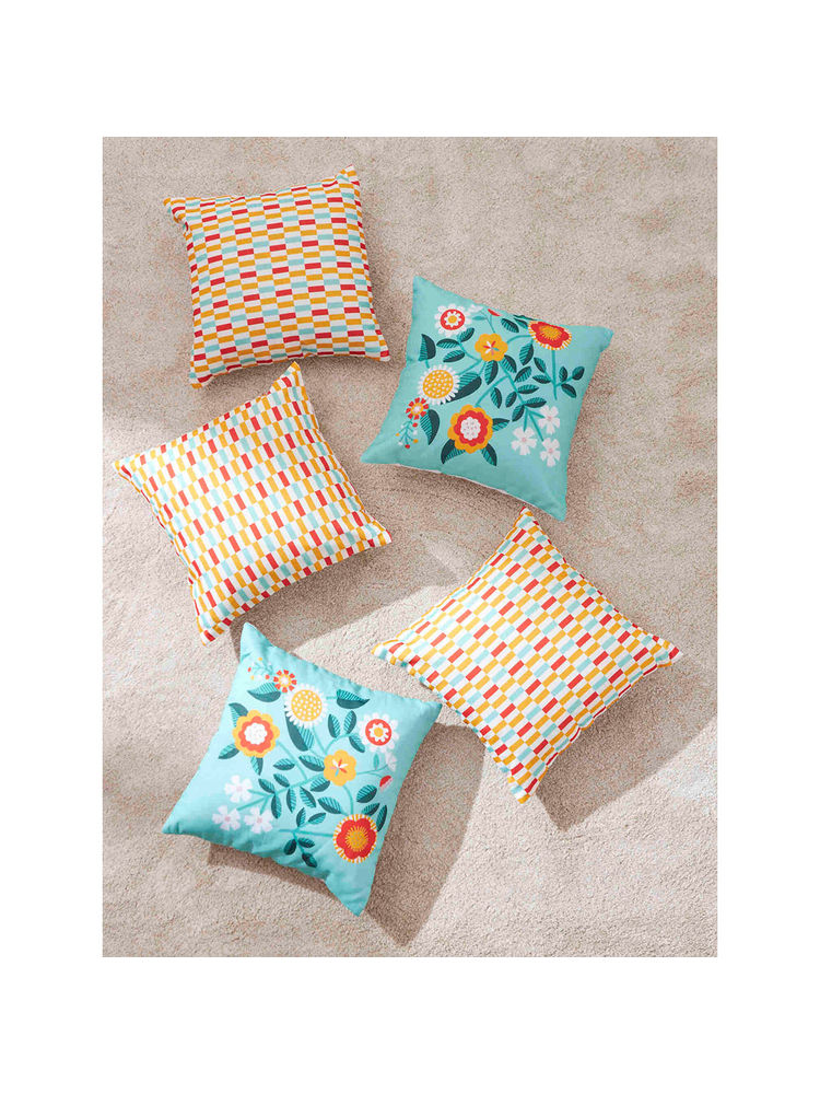 Teal By Chumbak Floral Blush 16 Inch Cushion Covers- Set of 5-picture-12
