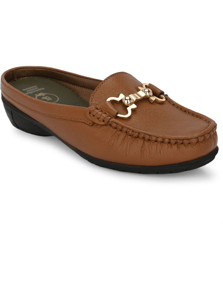 EGOSS Women Lady Boss Premium Genuine Leather Loafers - Tan