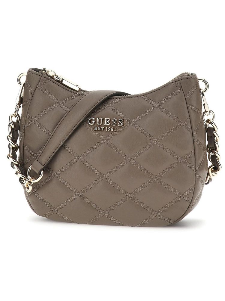 guess fashion Guess Dark Taupe Quilted Tamsin Top Zip Handbag-picture-14