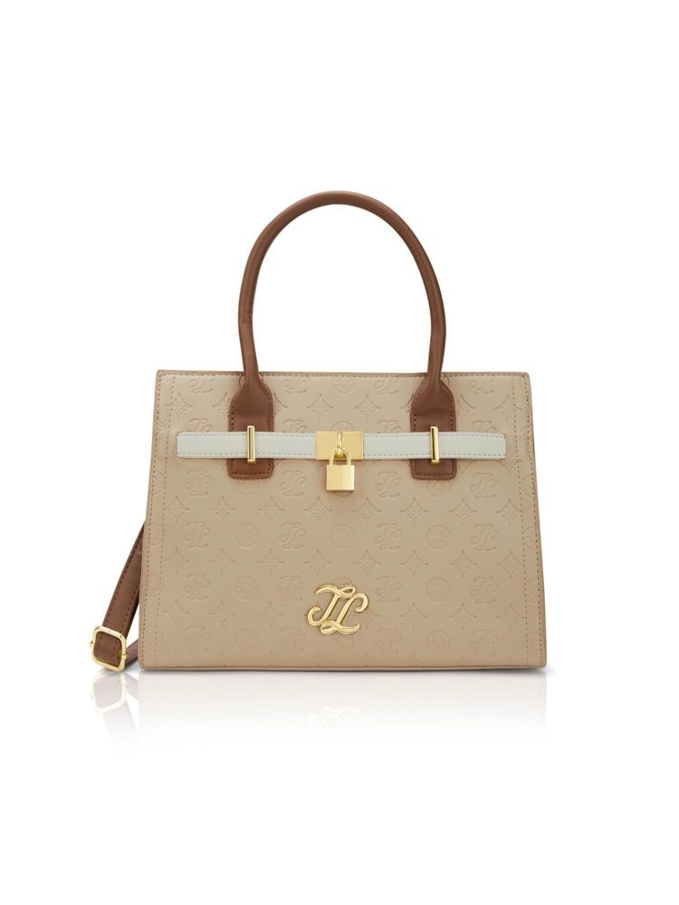 Lavie Signature Textured Taos Satchel Bag With Detachable Strap - Beige (M)-picture-15