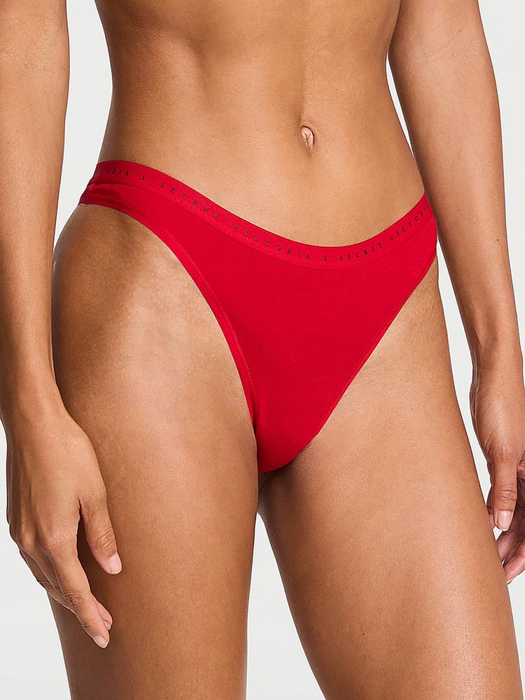 victoria's secret intimates Victoria's Secret Red Victoria's Secret Stretch Cotton High-Leg Scoop Thong Panty-picture-11