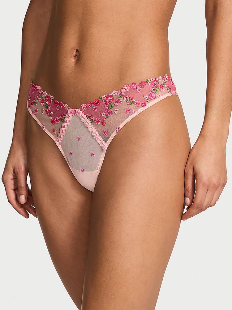 victoria's secret intimates Victoria's Secret Pink Dream Angels Hearts and Roses Embroidery Thong Panty-picture-28
