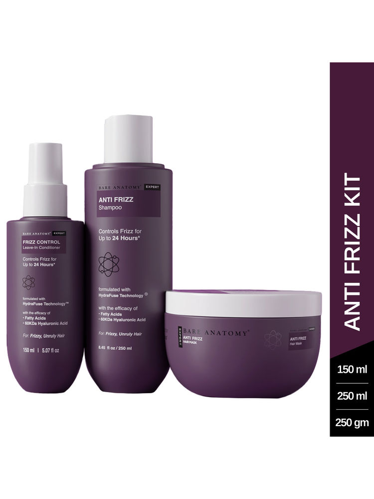 Bare Anatomy Anti Frizz Regime With Shampoo, Hair Mask & Leave In Conditioner(250ml + 250gm + 150ml)