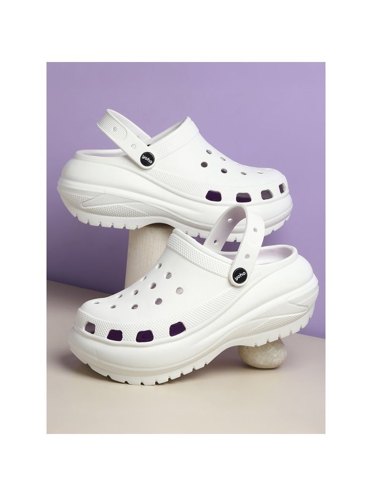 Yoho White Jumbo Clogs for Women
