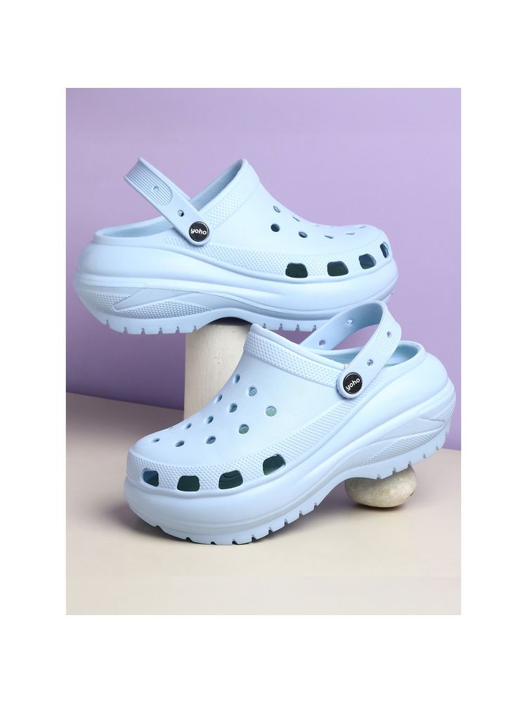 Yoho Blue Jumbo Clogs for Women-image-4