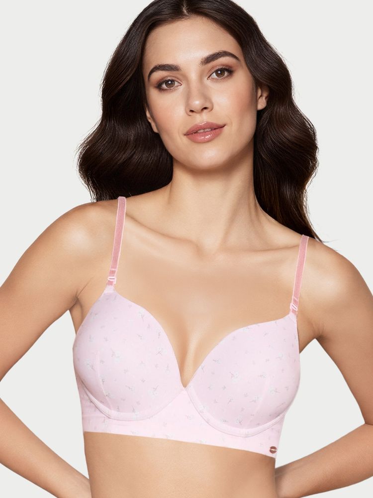 Enamor Pink Nylon Floral Bra-picture-26