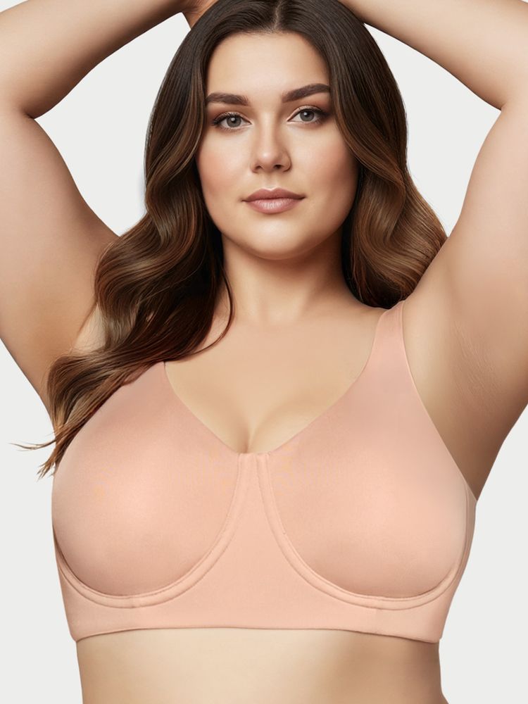 Enamor Beige Nylon Solid Bra-picture-11