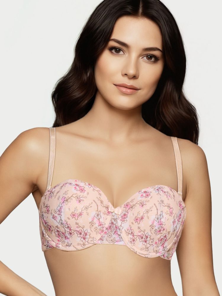 Enamor Beige Nylon Floral Bra-picture-10