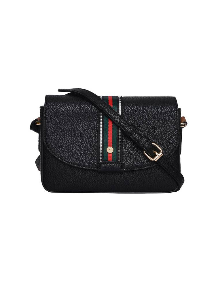 Accessorize London Womens Faux Leather Black Cambridge Sling Bag