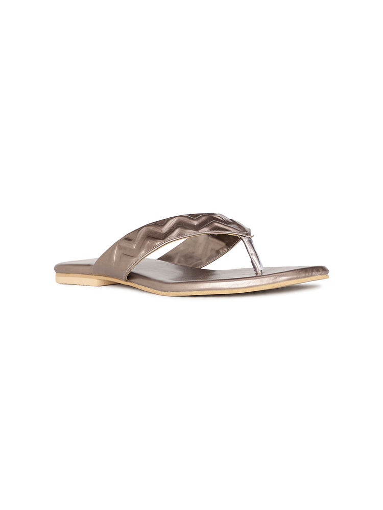 Bata Women Metallic Open Back Flats-picture-11
