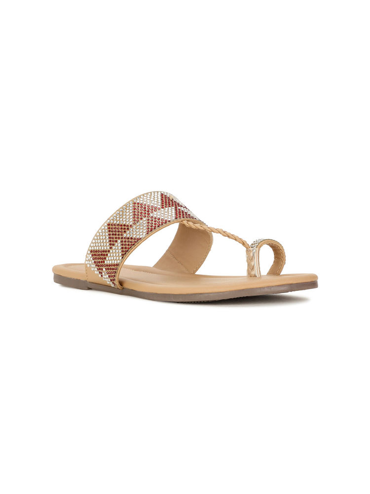 Bata Women Red Open Back Flats-image-33