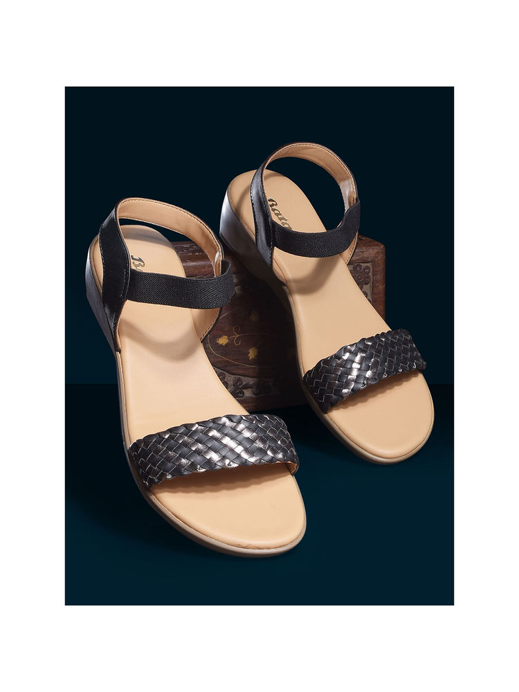 Bata Women Black Slip-On Sandals-image-34