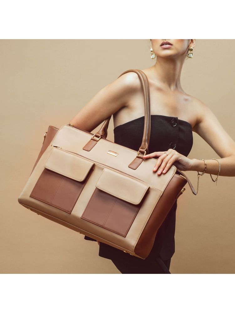 Strokes by Namrata Mehta Cinnamon Cocoa Oversized Tote Bag for 17 Laptop