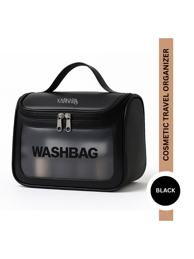 Kayanara Black Transparent Cosmetic Travel Organizer Waterproof Hanging Makeup Bag-image-32