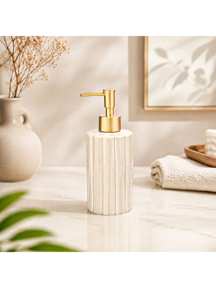 Voncasa Beige Stoneware Soap Dispenser-picture-24