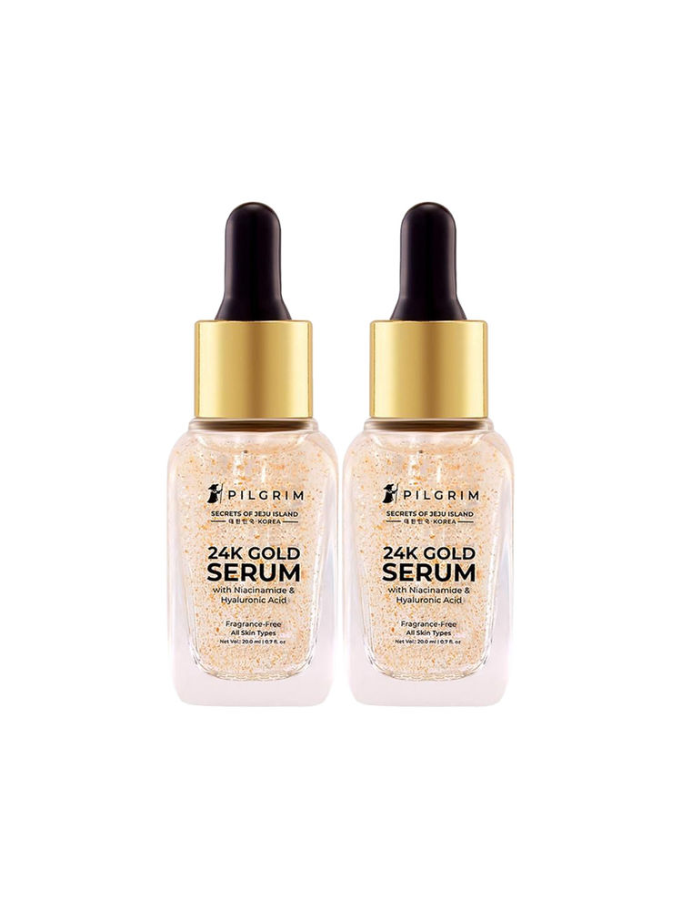 pilgrim 24k gold face serum with niacinamide & hyaluronic acid - pack of 2