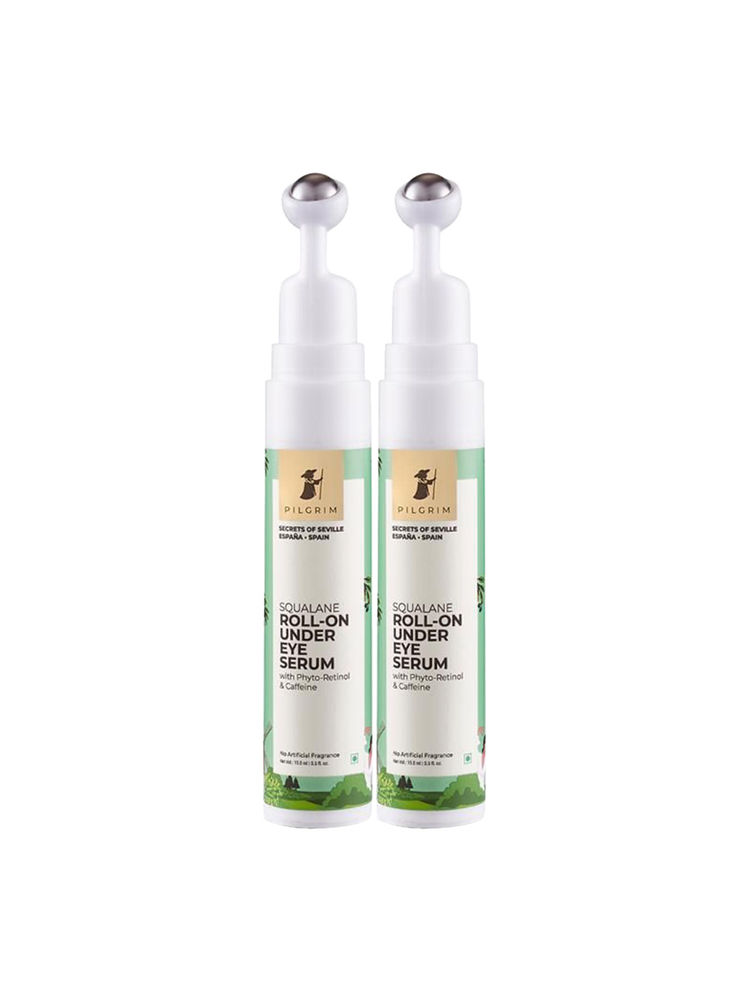 Pilgrim Squalane Roll-On Under Eye Eream Serum With Phyto-Retinol & Caffeine - Pack Of 2