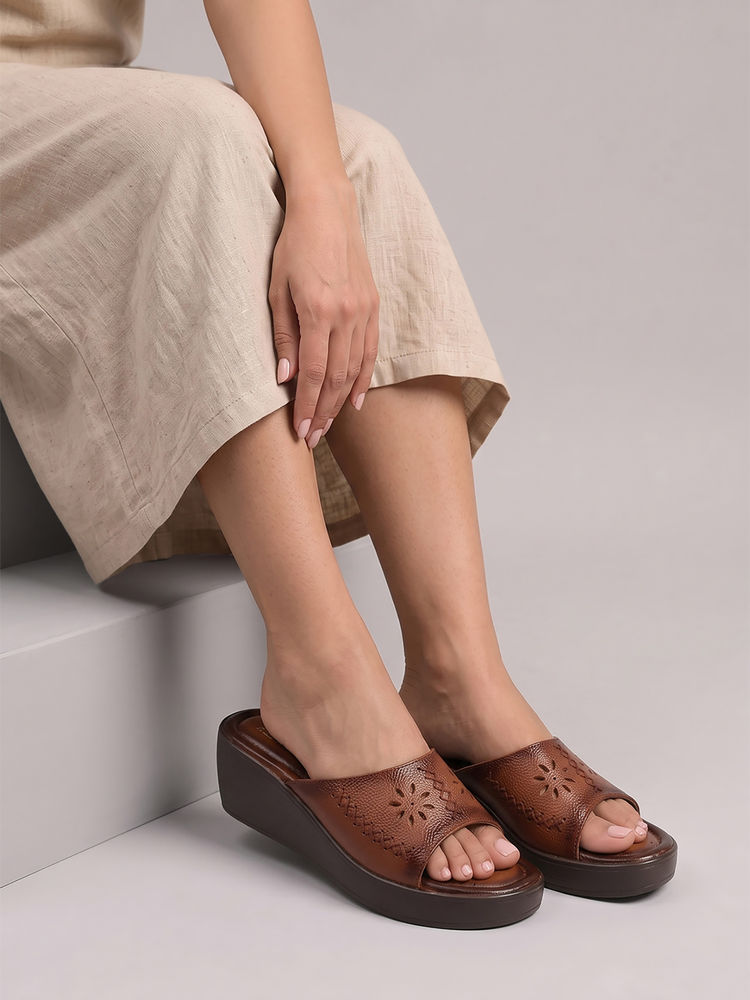 Dollphin Women Brown Leather Wedges Heels RPR-17-picture-18