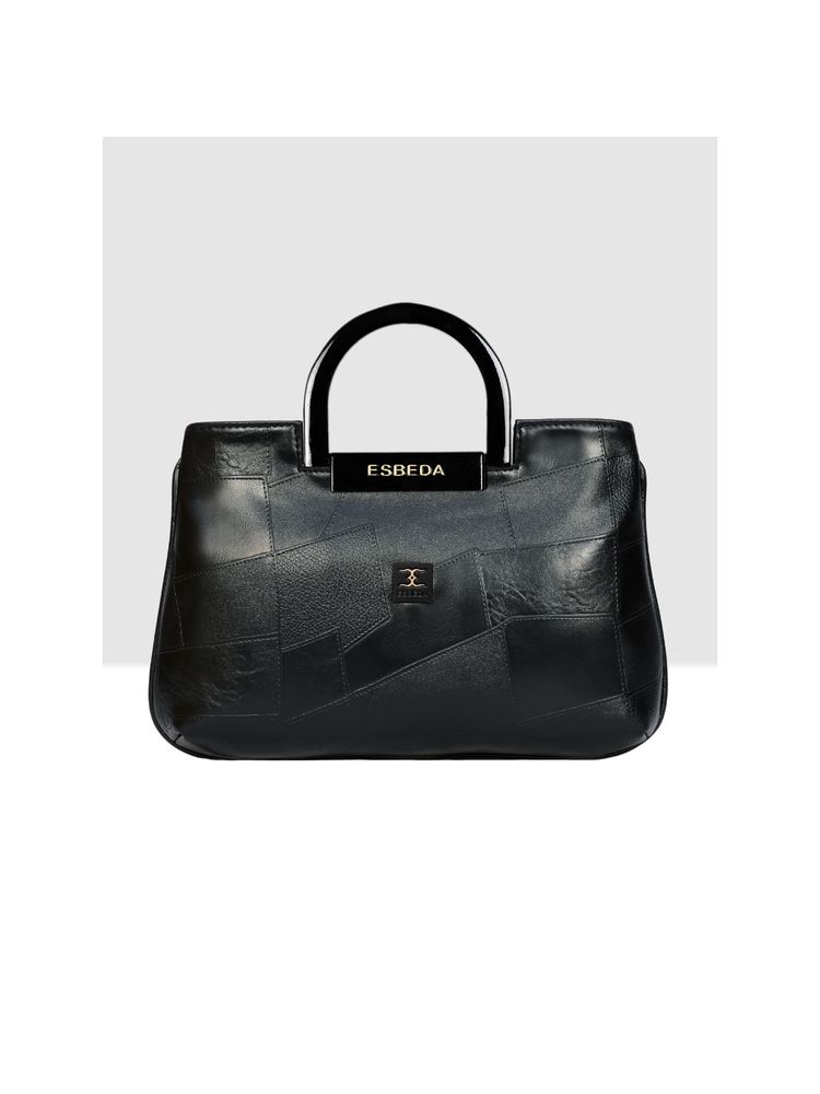 ESBEDA Black Colour Embossed Acrylic Handle Handbag for Women-picture-26