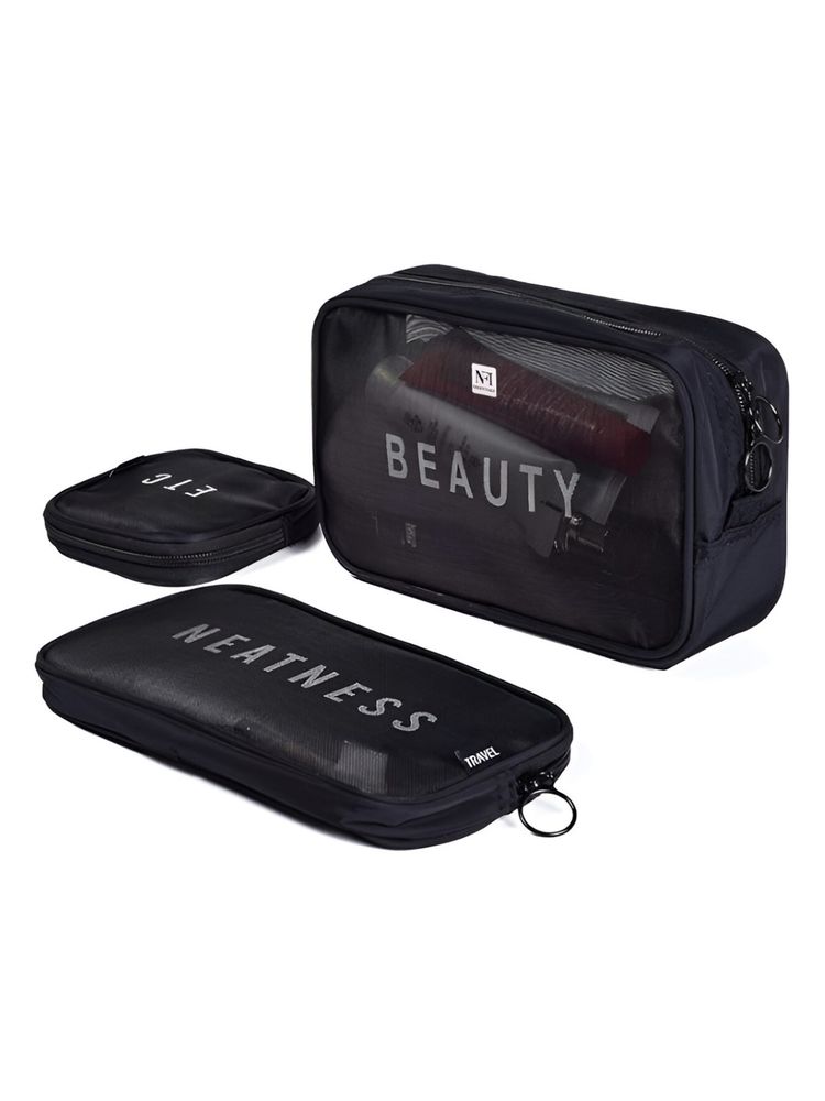 NFI Essentials Women Mesh Makeup Pouch, Travel Toiletries Organizer and Cosmetic Bag (Pack of 3)-picture-32