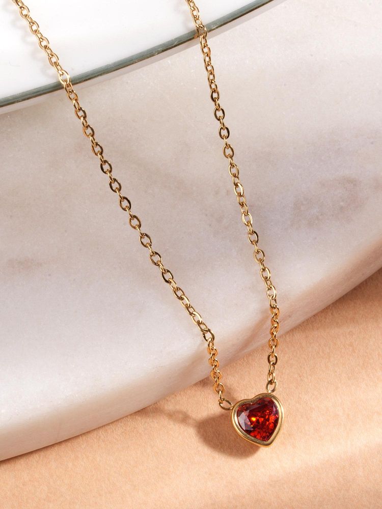 Palmonas Red Scarlet Love Heart Pendant Necklace-image-5