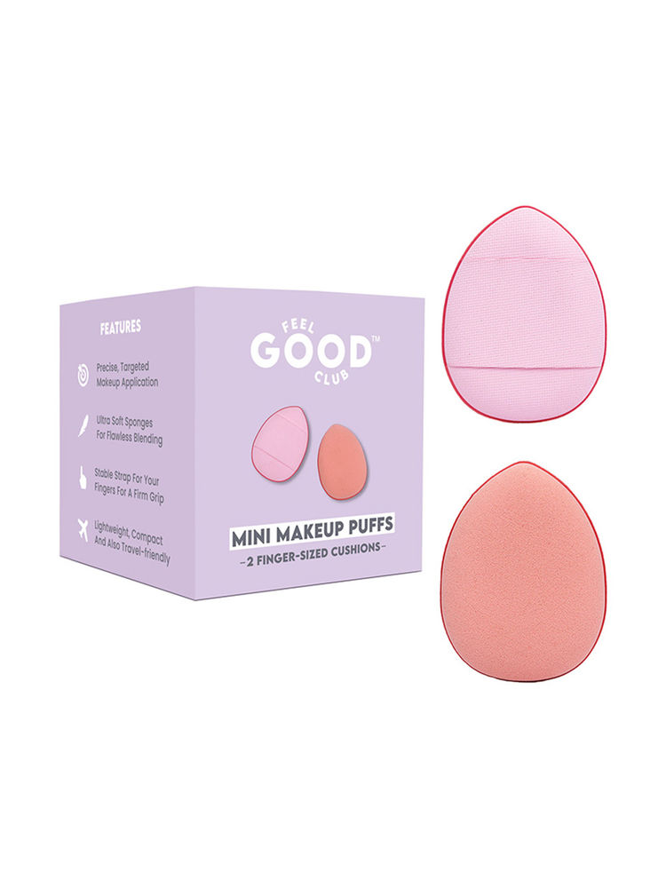 Feel Good Club Mini Makeup Puffs - Pack Of 2 Finger Sized Cushion Applicator Beauty Blender Sponges