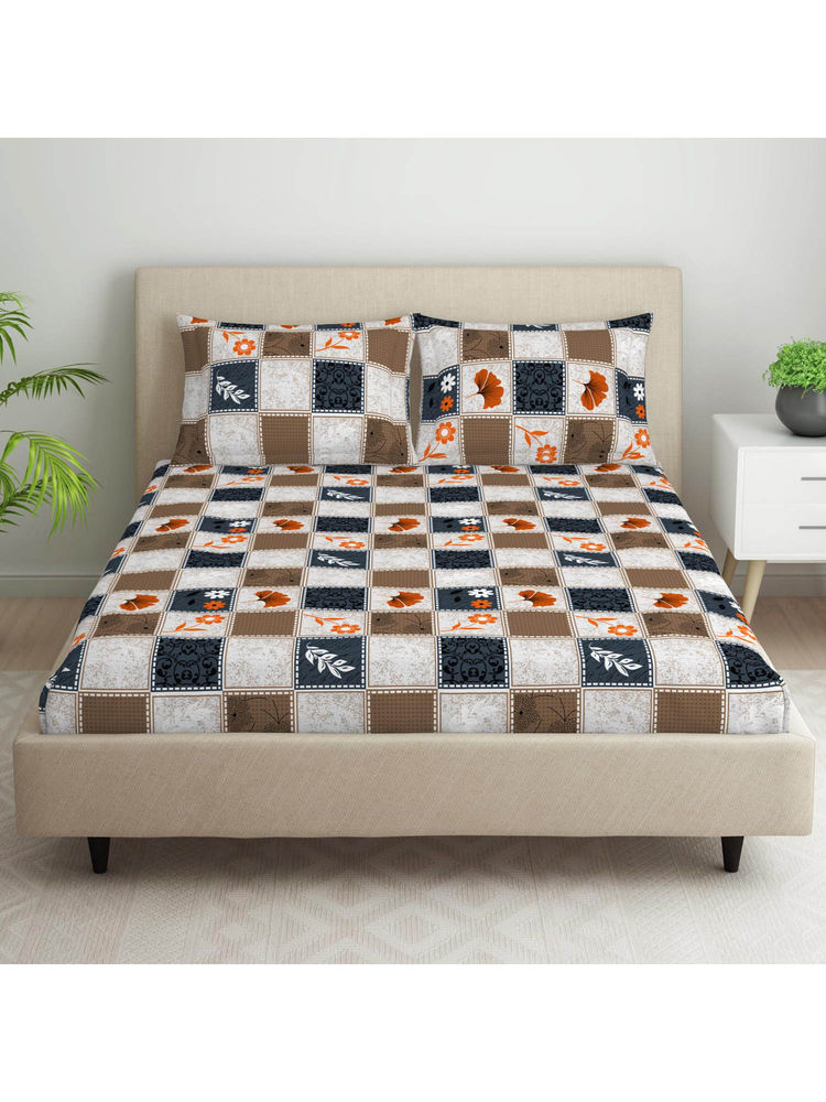 Welspun Dazzle Microfiber Orano Changete Print Double Bedsheet with 2 Pillow Covers Dark Grey-image-33