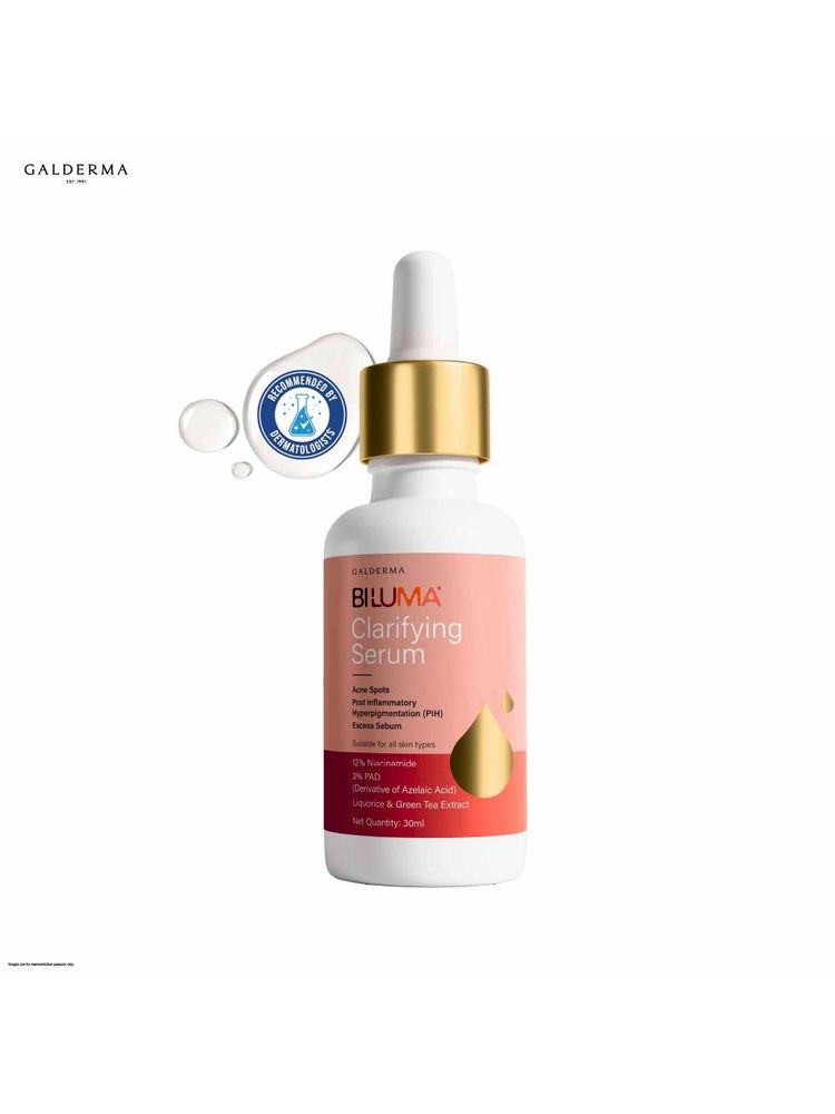 Biluma Clarifying Serum with Niacinamide, for Oily Skin, Fades Acne Spots & Reduces Sebum