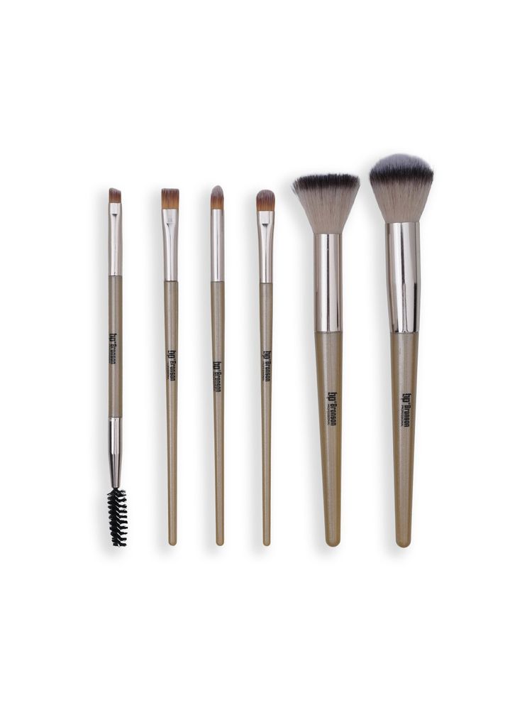Bronson Professional 6Pc Face & Eye Brush Easy Blending For Cream, Liquid & Powder Formulation