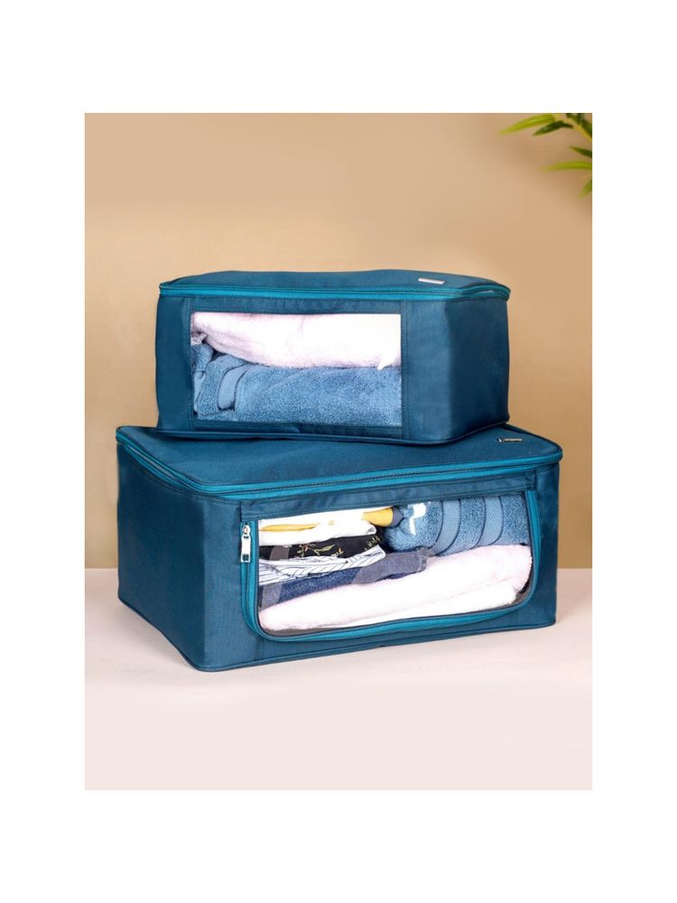 Nestasia Set of 2 Teal Storage Bag For Clothes With Transparent Window