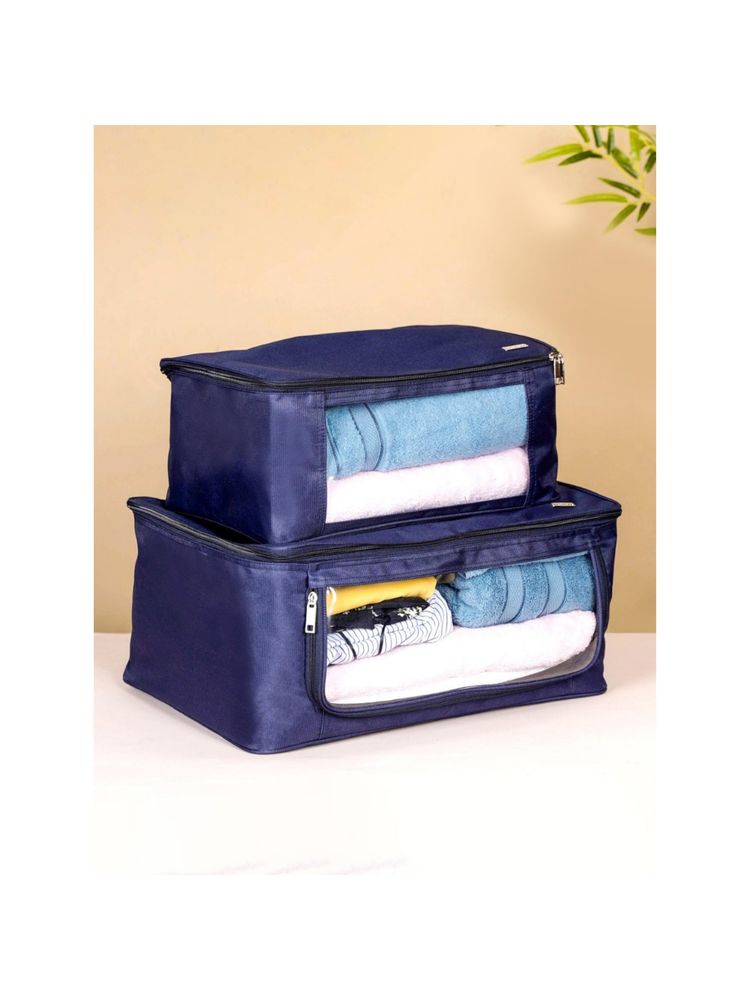 Nestasia Set of 2 Navy Blue Wardrobe Storage Organiser Bags