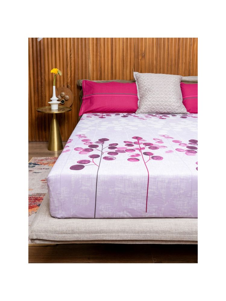 Urban Space Cotton Bedsheet Double Bed with 2 Pillow Covers - Mars Purple