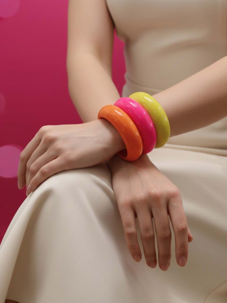Vogue Panash Pink Brass Contemporary Bangles (Pack of 3)-picture-7