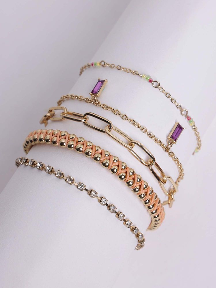 Vogue Panash Multi-Color Brass Stones Bracelets (Pack of 5)-picture-11