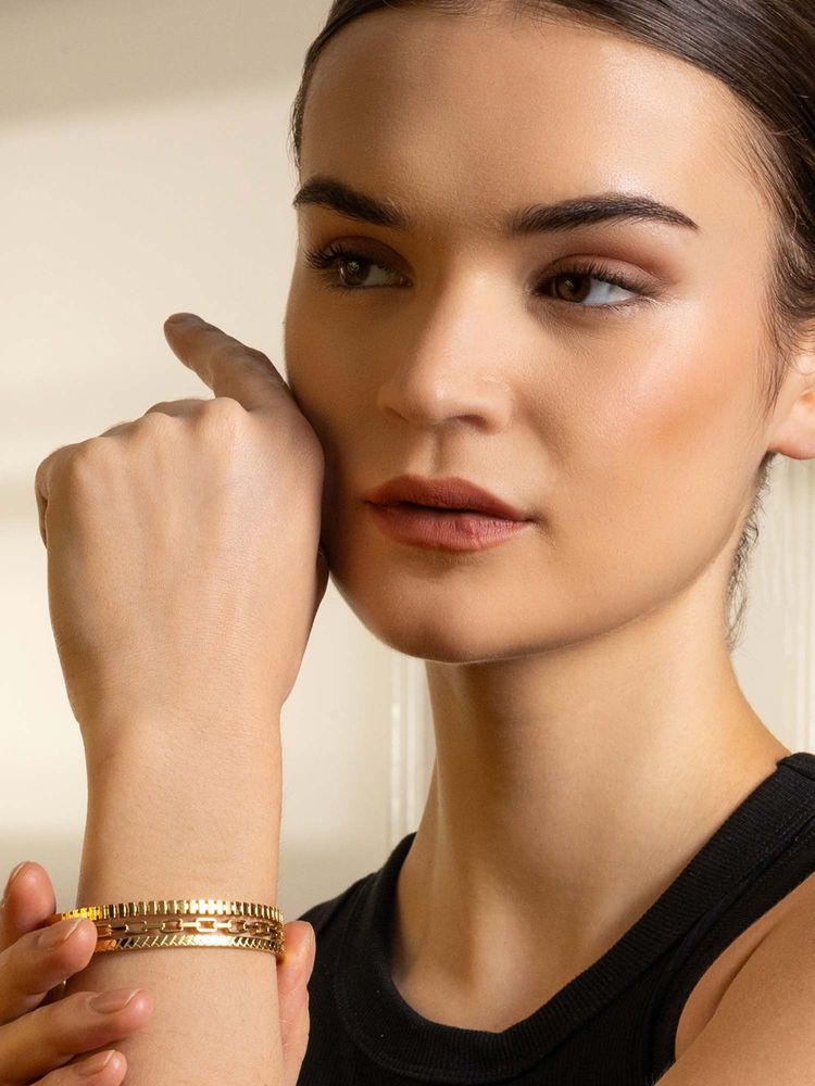 Vogue Panash Gold Brass Statement Bracelet-picture-16