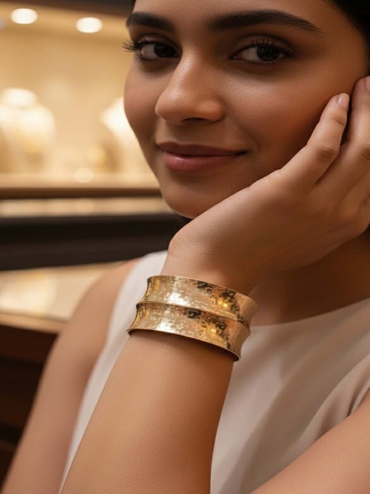 Vogue Panash Gold Brass Statement Bracelet-picture-19